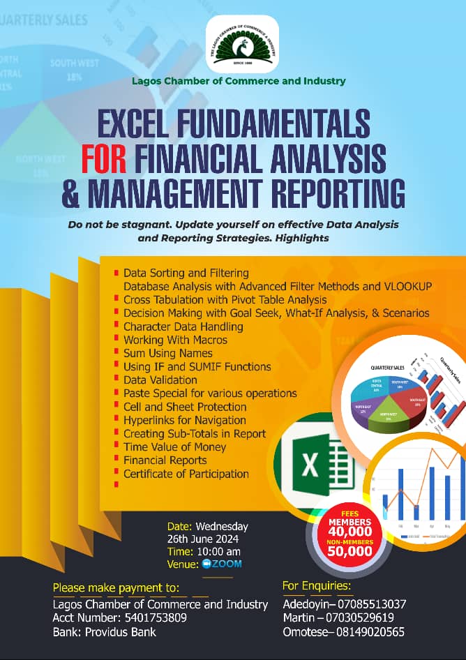 EXCEL FUNDAMENTALS FOR FINANCIAL ANALYSIS & MANAGEMENT REPORTING