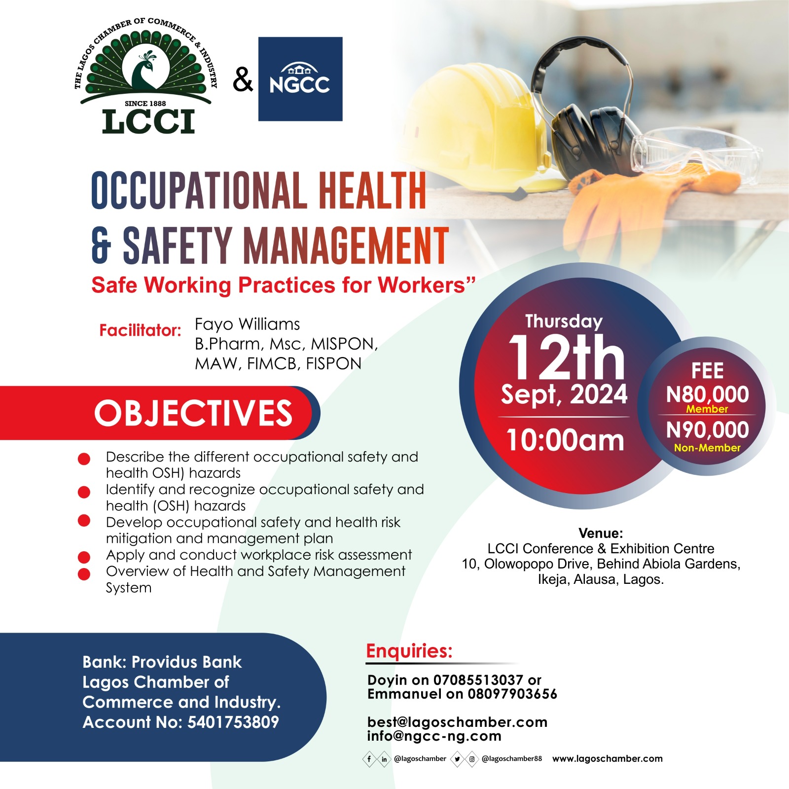 OCCUPATIONAL HEALTH & SAFETY MANAGEMENT "SAFETY WORKING PRACTICES FOR WORKERS"