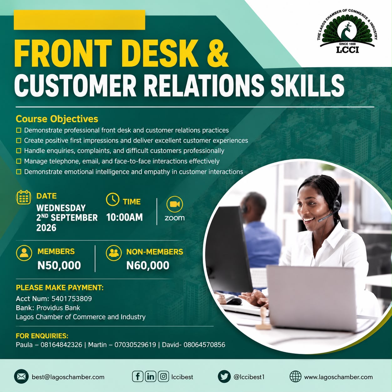 Front Desk and Customer Relations Skills